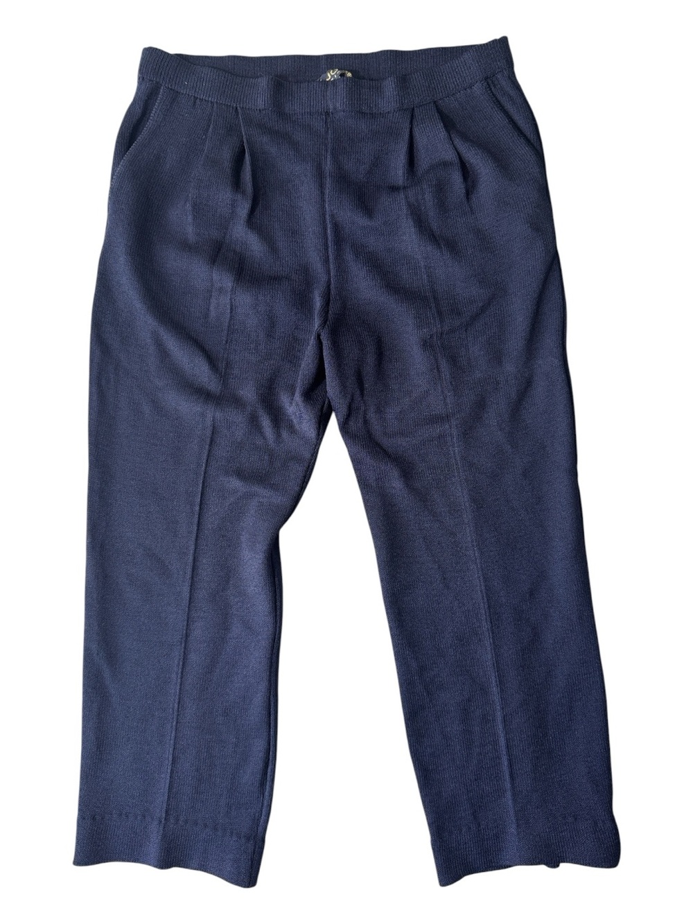 St. John womens 8 navy blue solid wool knit pants EUC